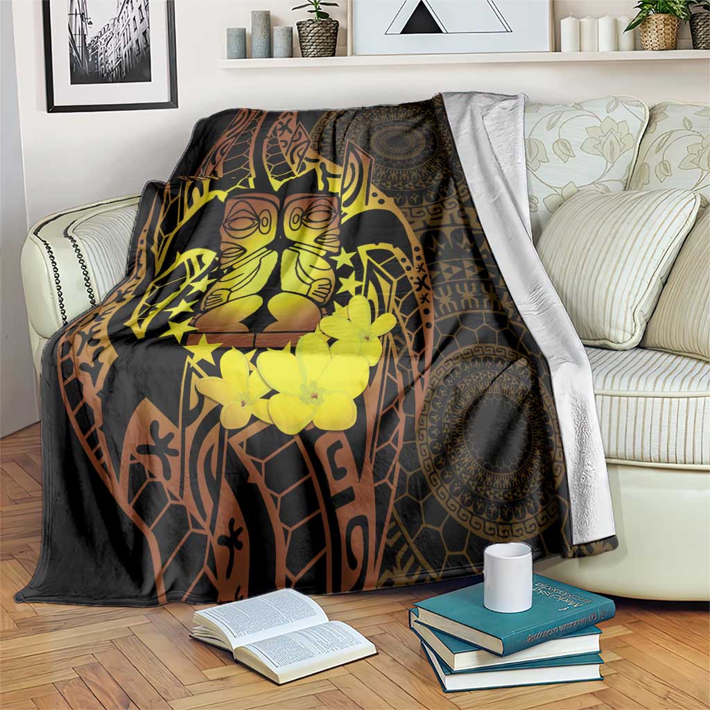 Kia Orana Kuki Airani Blanket Cook Islands Tangaroa God Tatau Gold LT14 Gold - Polynesian Pride