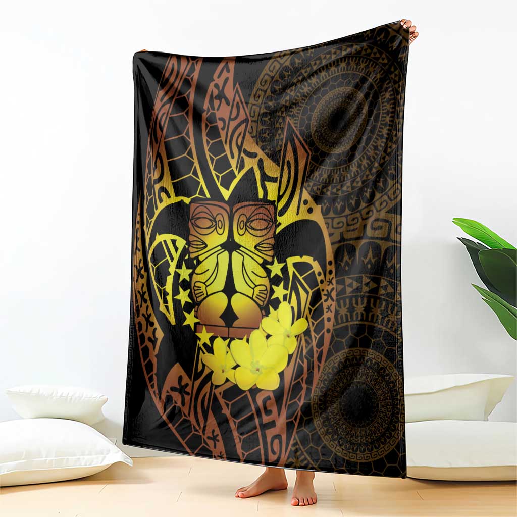 Kia Orana Kuki Airani Blanket Cook Islands Tangaroa God Tatau Gold LT14 - Polynesian Pride