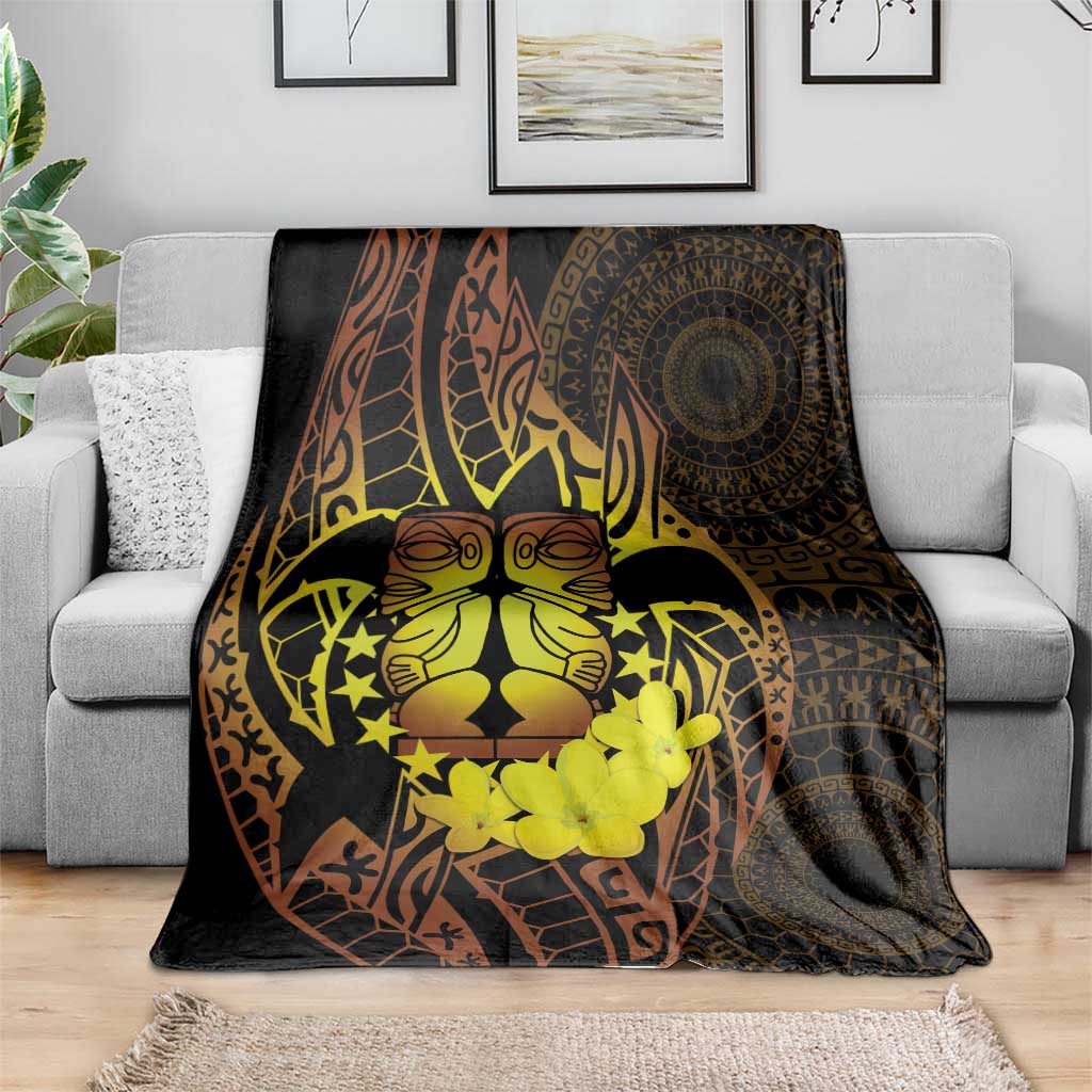 Kia Orana Kuki Airani Blanket Cook Islands Tangaroa God Tatau Gold LT14 - Polynesian Pride