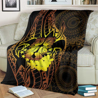 Kia Orana Kuki Airani Blanket Cook Islands Tangaroa God Tatau Gold LT14 - Polynesian Pride