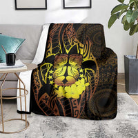 Kia Orana Kuki Airani Blanket Cook Islands Tangaroa God Tatau Gold LT14 - Polynesian Pride