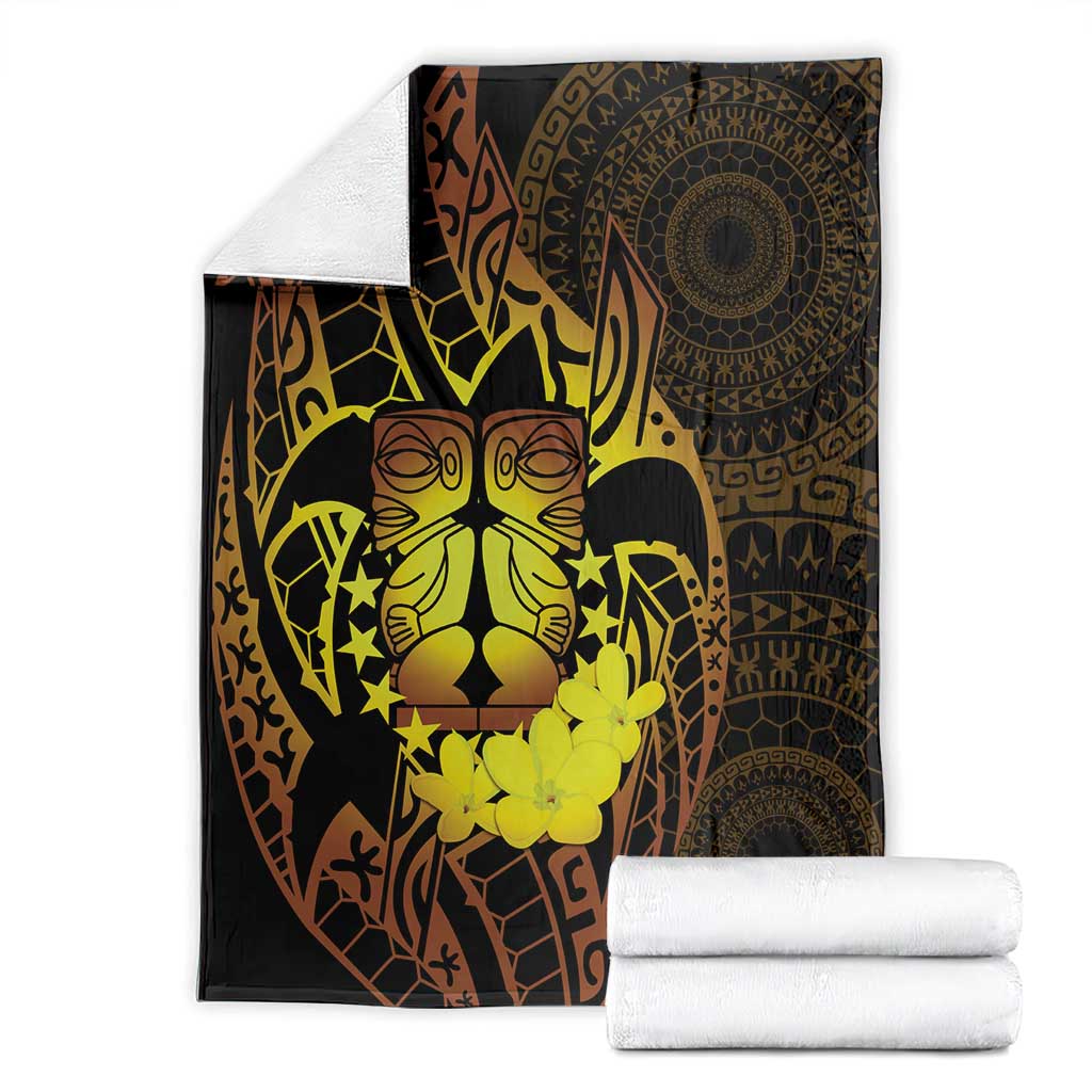 Kia Orana Kuki Airani Blanket Cook Islands Tangaroa God Tatau Gold LT14 - Polynesian Pride