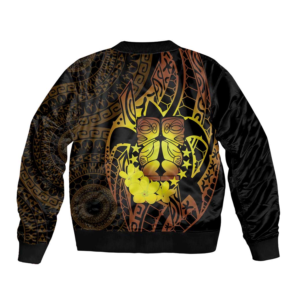 Kia Orana Kuki Airani Bomber Jacket Cook Islands Tangaroa God Tatau Gold