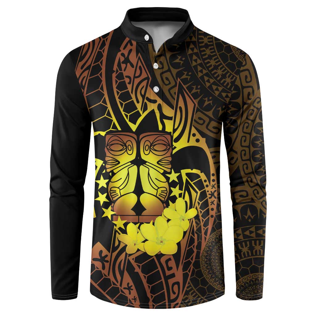 Kia Orana Kuki Airani Button Sweatshirt Cook Islands Tangaroa God Tatau Gold
