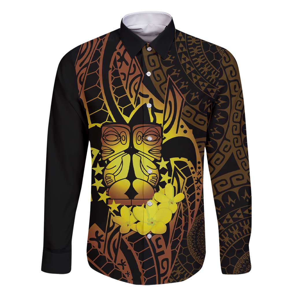 Kia Orana Kuki Airani Family Matching Short Sleeve Bodycon Dress and Hawaiian Shirt Cook Islands Tangaroa God Tatau Gold