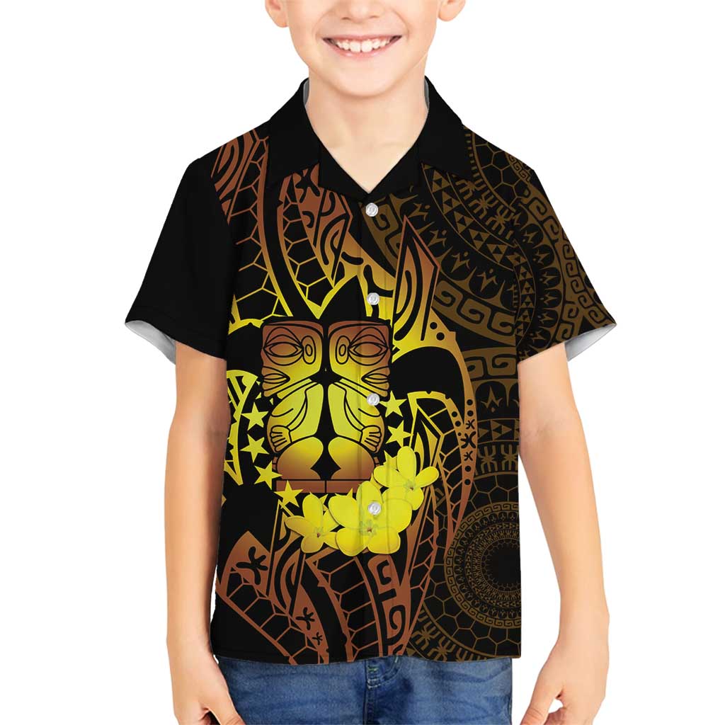 Kia Orana Kuki Airani Family Matching Summer Maxi Dress and Hawaiian Shirt Cook Islands Tangaroa God Tatau Gold