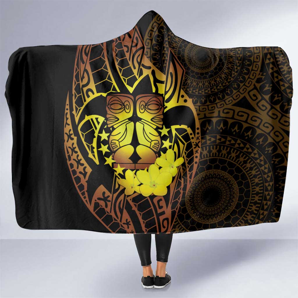 Kia Orana Kuki Airani Hooded Blanket Cook Islands Tangaroa God Tatau Gold