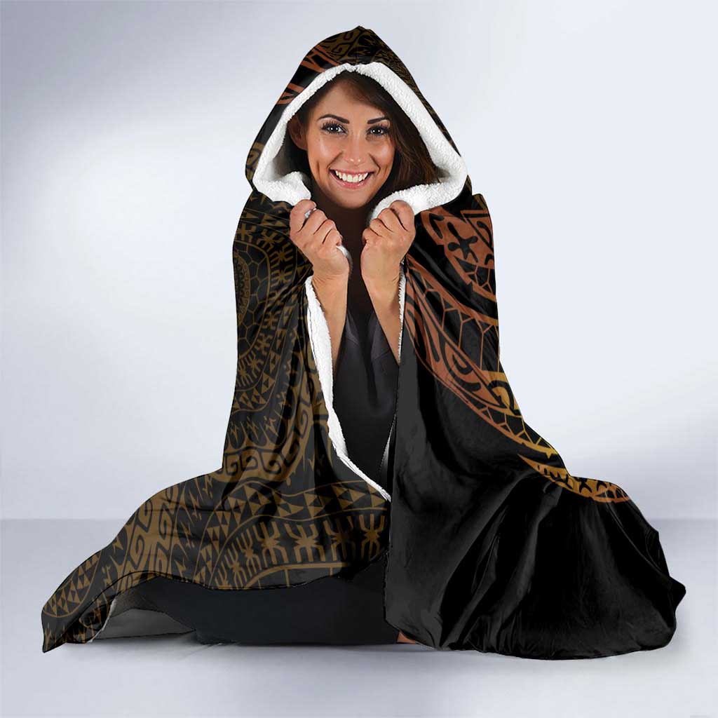 Kia Orana Kuki Airani Hooded Blanket Cook Islands Tangaroa God Tatau Gold