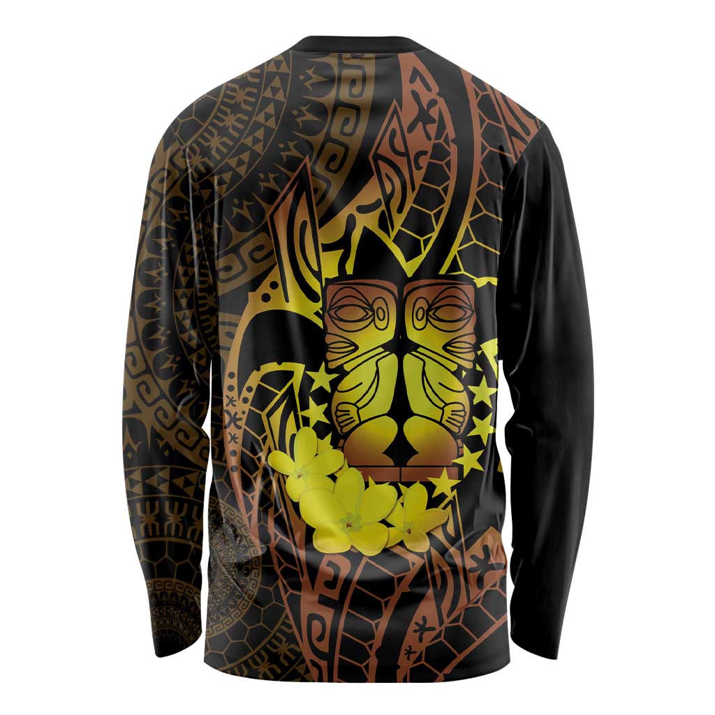 Kia Orana Kuki Airani Long Sleeve Shirt Cook Islands Tangaroa God Tatau Gold