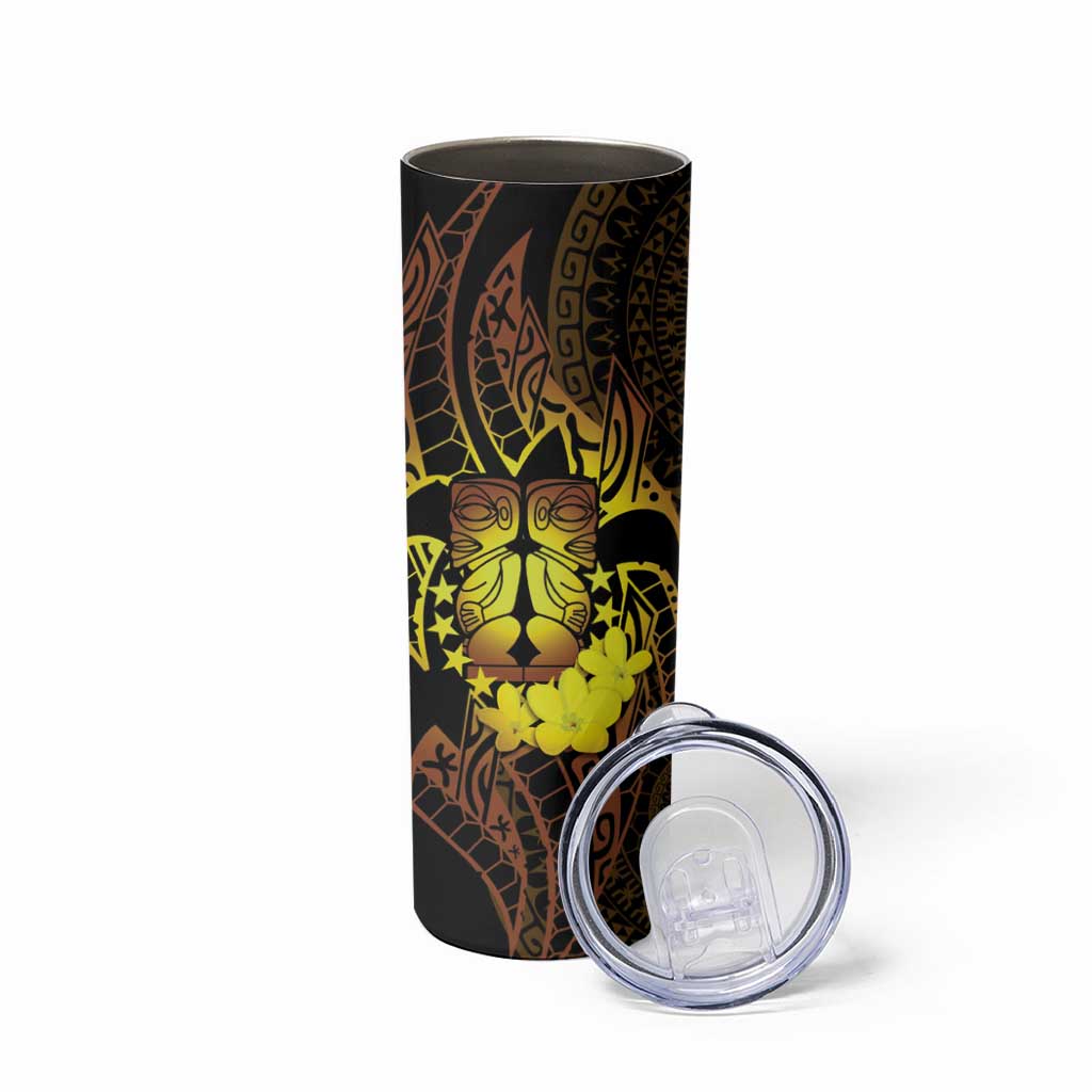 Kia Orana Kuki Airani Skinny Tumbler Cook Islands Tangaroa God Tatau Gold