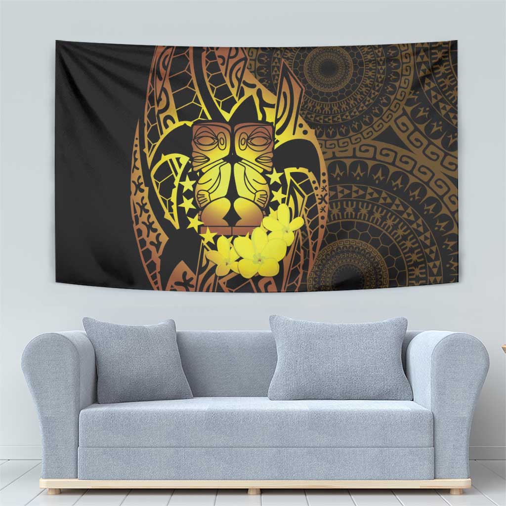 Kia Orana Kuki Airani Tapestry Cook Islands Tangaroa God Tatau Gold