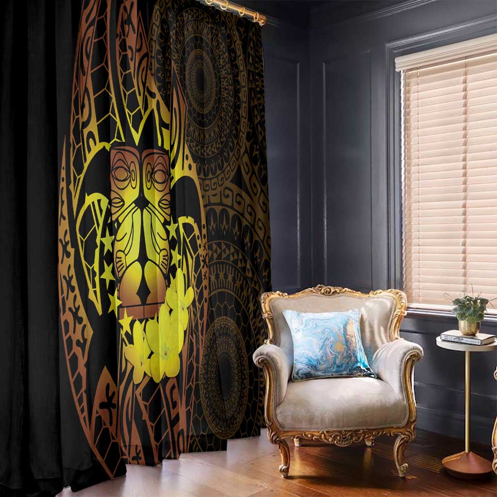Kia Orana Kuki Airani Window Curtain Cook Islands Tangaroa God Tatau Gold LT14 - Polynesian Pride