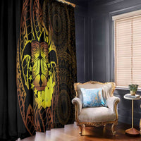 Kia Orana Kuki Airani Window Curtain Cook Islands Tangaroa God Tatau Gold LT14 - Polynesian Pride