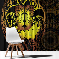 Kia Orana Kuki Airani Window Curtain Cook Islands Tangaroa God Tatau Gold LT14 - Polynesian Pride