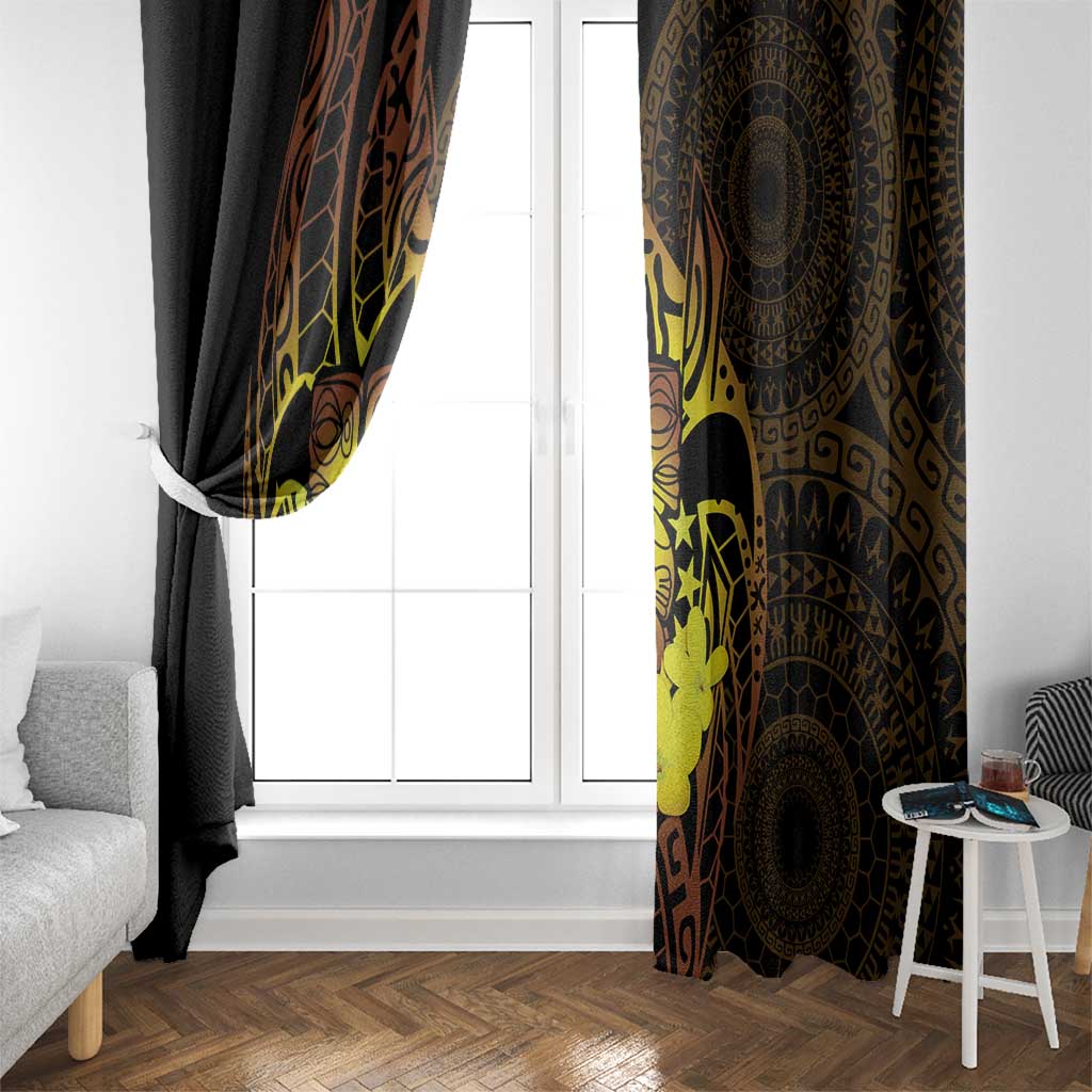 Kia Orana Kuki Airani Window Curtain Cook Islands Tangaroa God Tatau Gold LT14 - Polynesian Pride