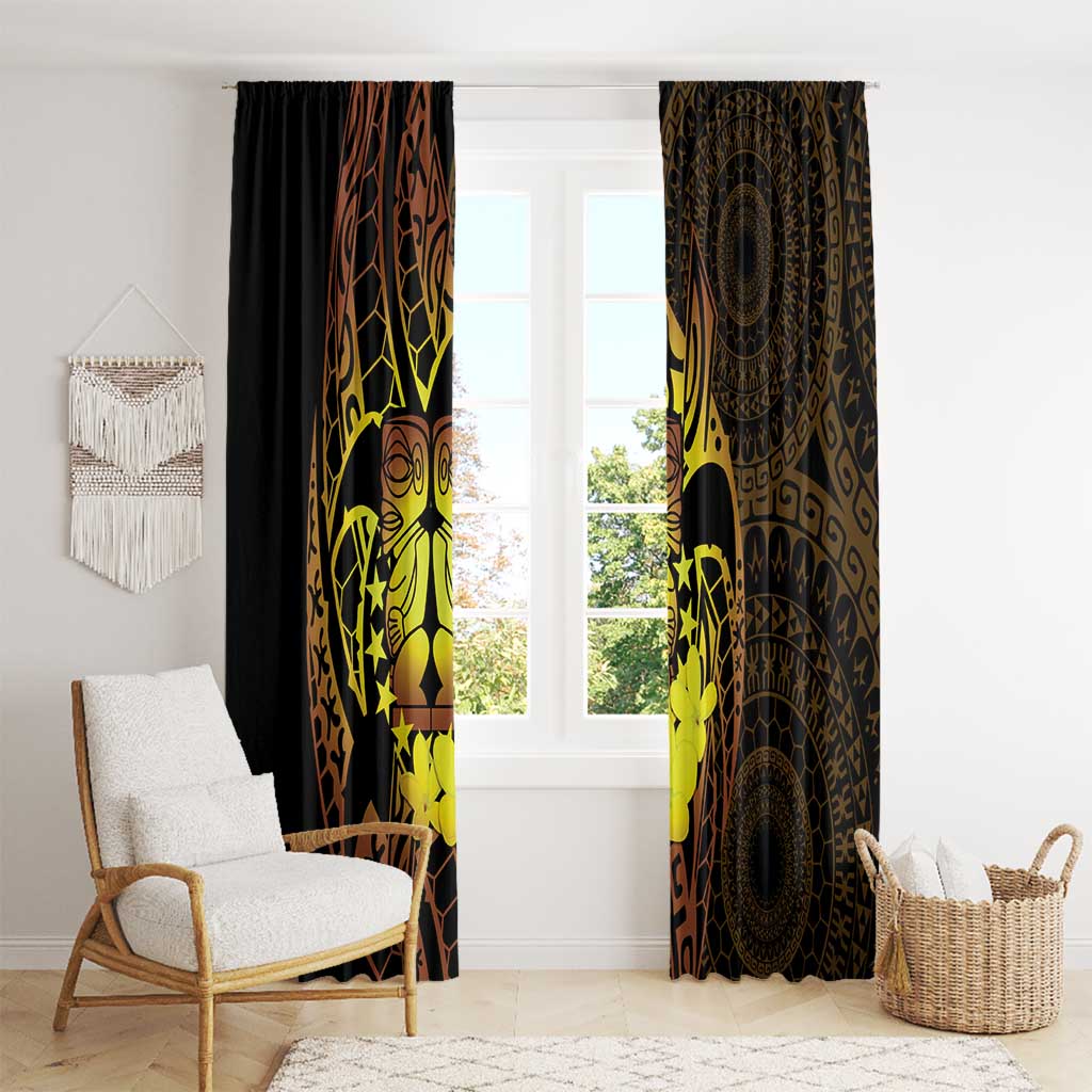 Kia Orana Kuki Airani Window Curtain Cook Islands Tangaroa God Tatau Gold LT14 - Polynesian Pride