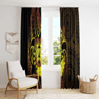 Kia Orana Kuki Airani Window Curtain Cook Islands Tangaroa God Tatau Gold LT14 - Polynesian Pride