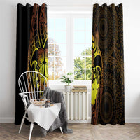 Kia Orana Kuki Airani Window Curtain Cook Islands Tangaroa God Tatau Gold LT14 - Polynesian Pride