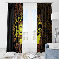 Kia Orana Kuki Airani Window Curtain Cook Islands Tangaroa God Tatau Gold LT14 - Polynesian Pride