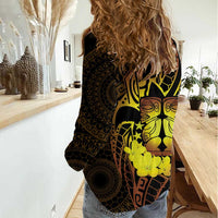 Kia Orana Kuki Airani Women Casual Shirt Cook Islands Tangaroa God Tatau Gold