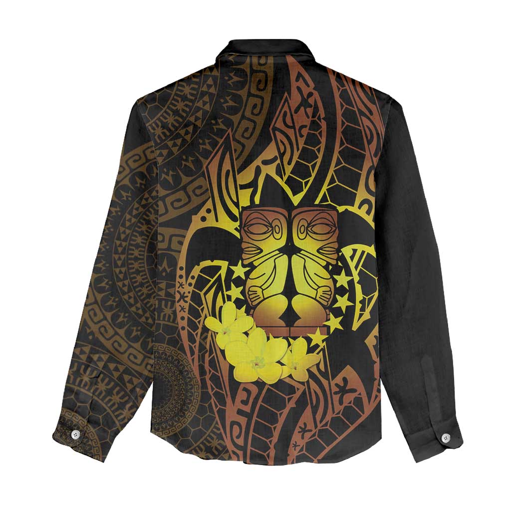 Kia Orana Kuki Airani Women Casual Shirt Cook Islands Tangaroa God Tatau Gold