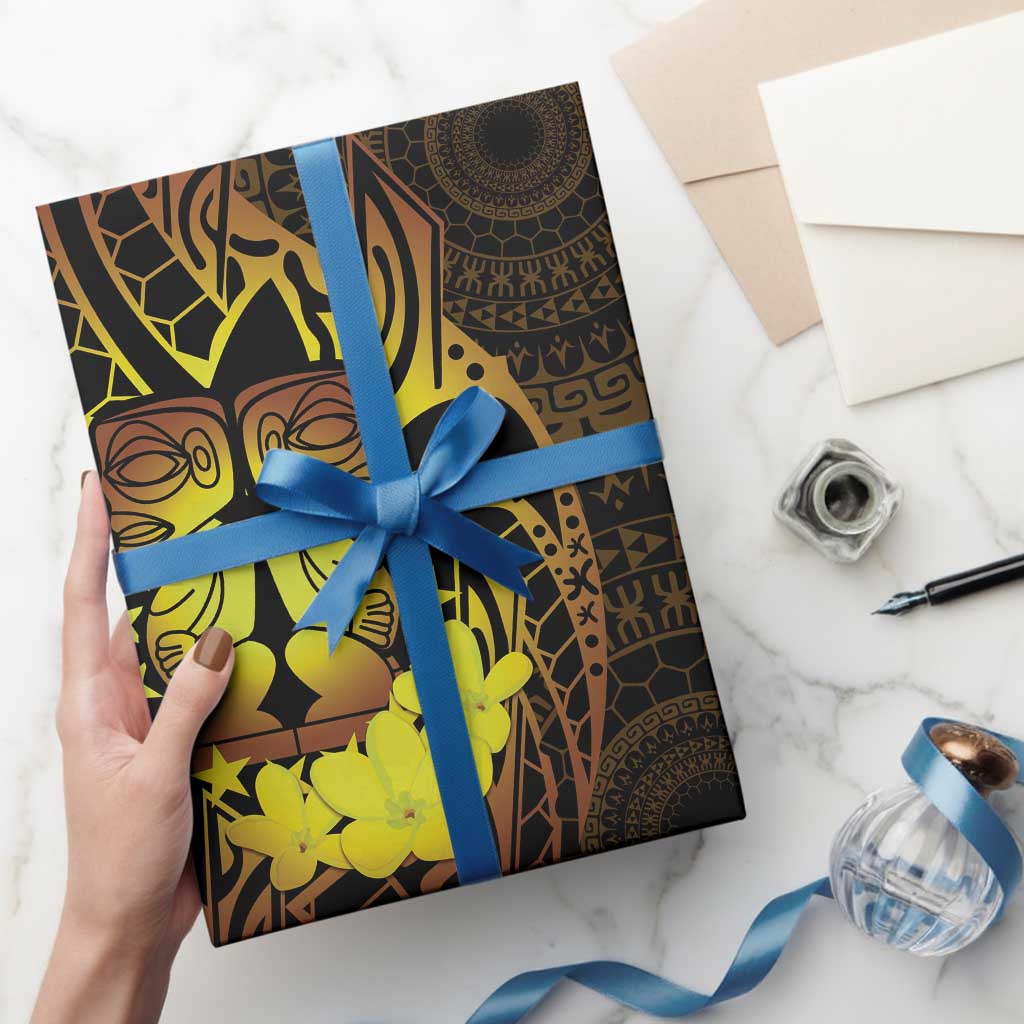 Kia Orana Kuki Airani Wrapping Paper Cook Islands Tangaroa God Tatau Gold LT14 - Polynesian Pride