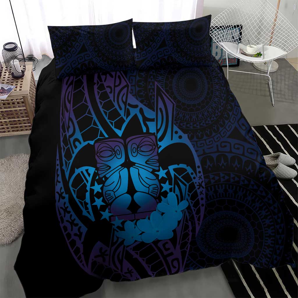 Kia Orana Kuki Airani Bedding Set Cook Islands Tangaroa God Tatau Purple