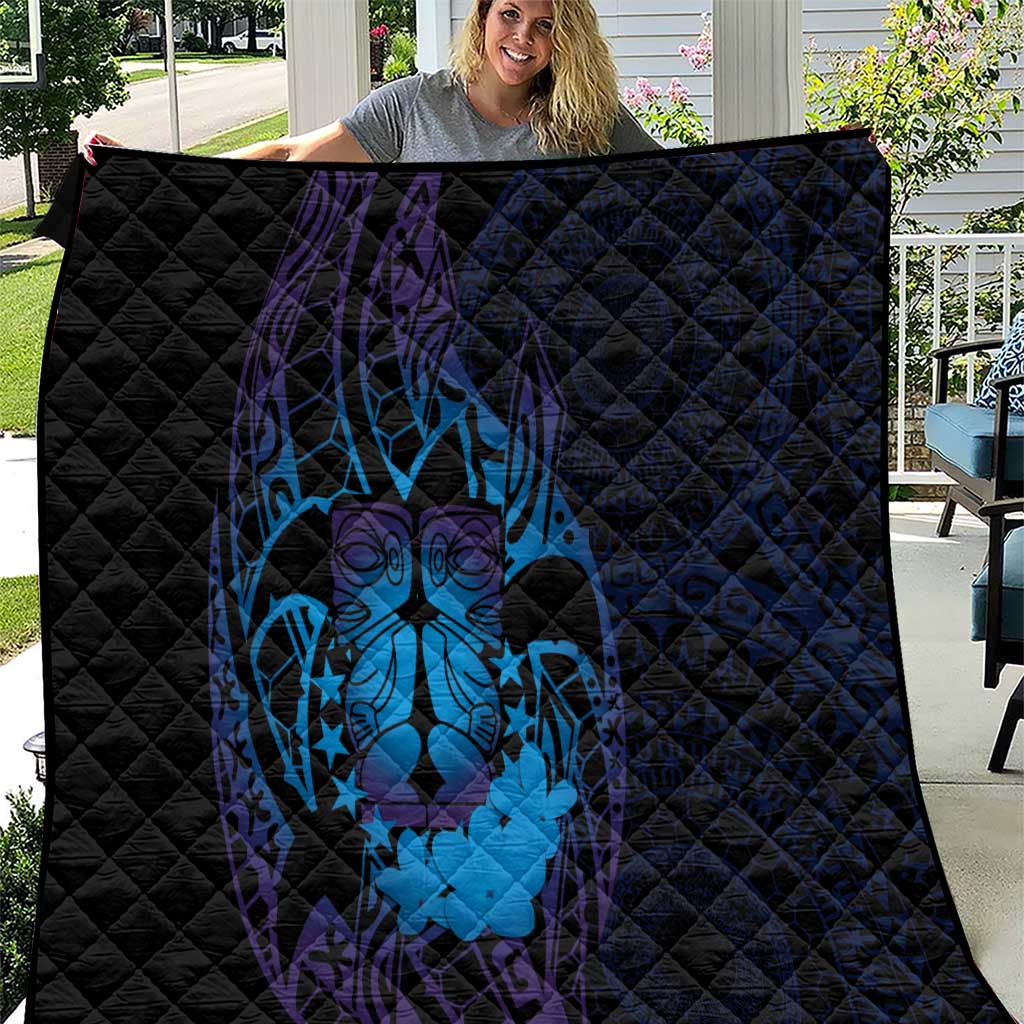 Kia Orana Kuki Airani Quilt Cook Islands Tangaroa God Tatau Purple