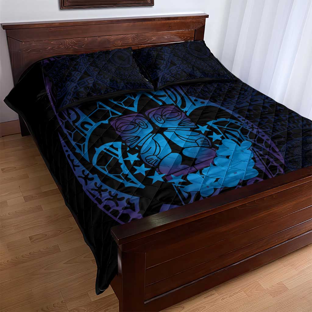 Kia Orana Kuki Airani Quilt Bed Set Cook Islands Tangaroa God Tatau Purple