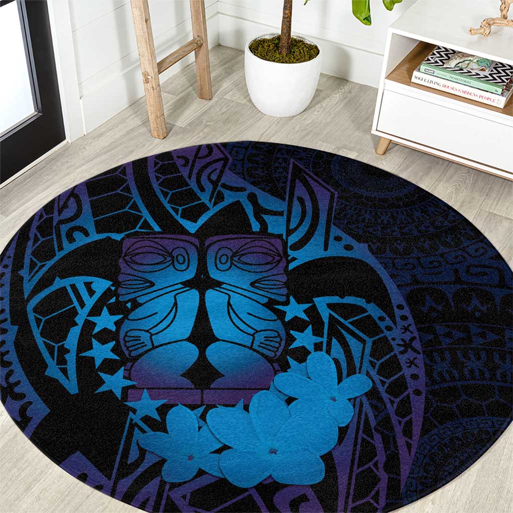 Kia Orana Kuki Airani Round Carpet Cook Islands Tangaroa God Tatau Purple