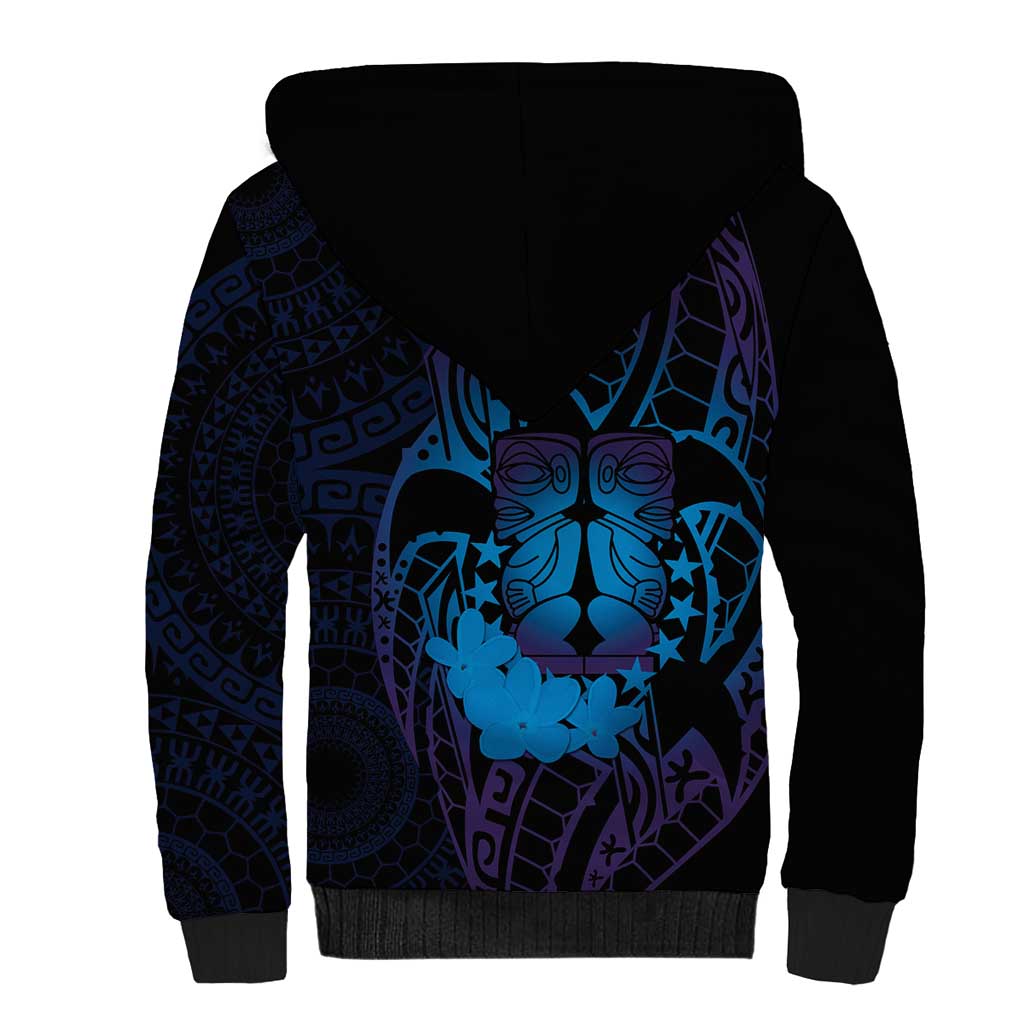Kia Orana Kuki Airani Sherpa Hoodie Cook Islands Tangaroa God Tatau Purple