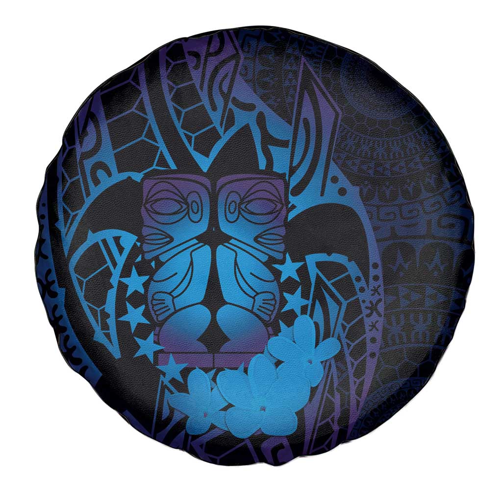 Kia Orana Kuki Airani Spare Tire Cover Cook Islands Tangaroa God Tatau Purple