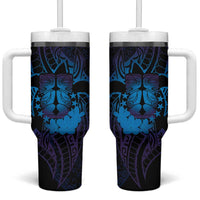 Kia Orana Kuki Airani Tumbler With Handle Cook Islands Tangaroa God Tatau Purple LT14 One Size: 40 oz Purple - Polynesian Pride