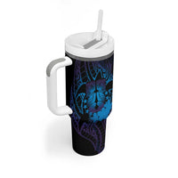 Kia Orana Kuki Airani Tumbler With Handle Cook Islands Tangaroa God Tatau Purple LT14 - Polynesian Pride