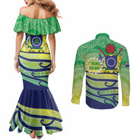 Te Maeva Nui Cook Islands Couples Matching Mermaid Dress and Long Sleeve Button Shirt 60th Independence Anniversary Proud