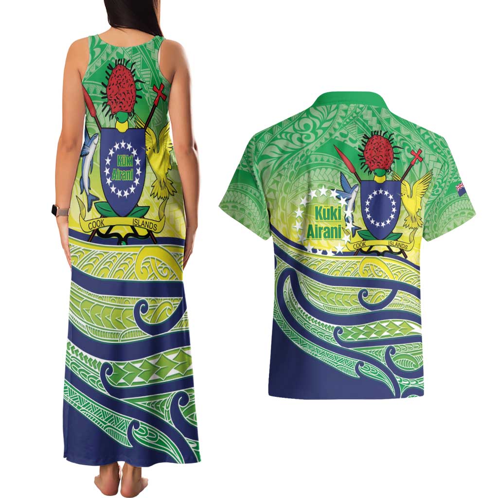 Te Maeva Nui Cook Islands Couples Matching Tank Maxi Dress and Hawaiian Shirt 60th Independence Anniversary Proud