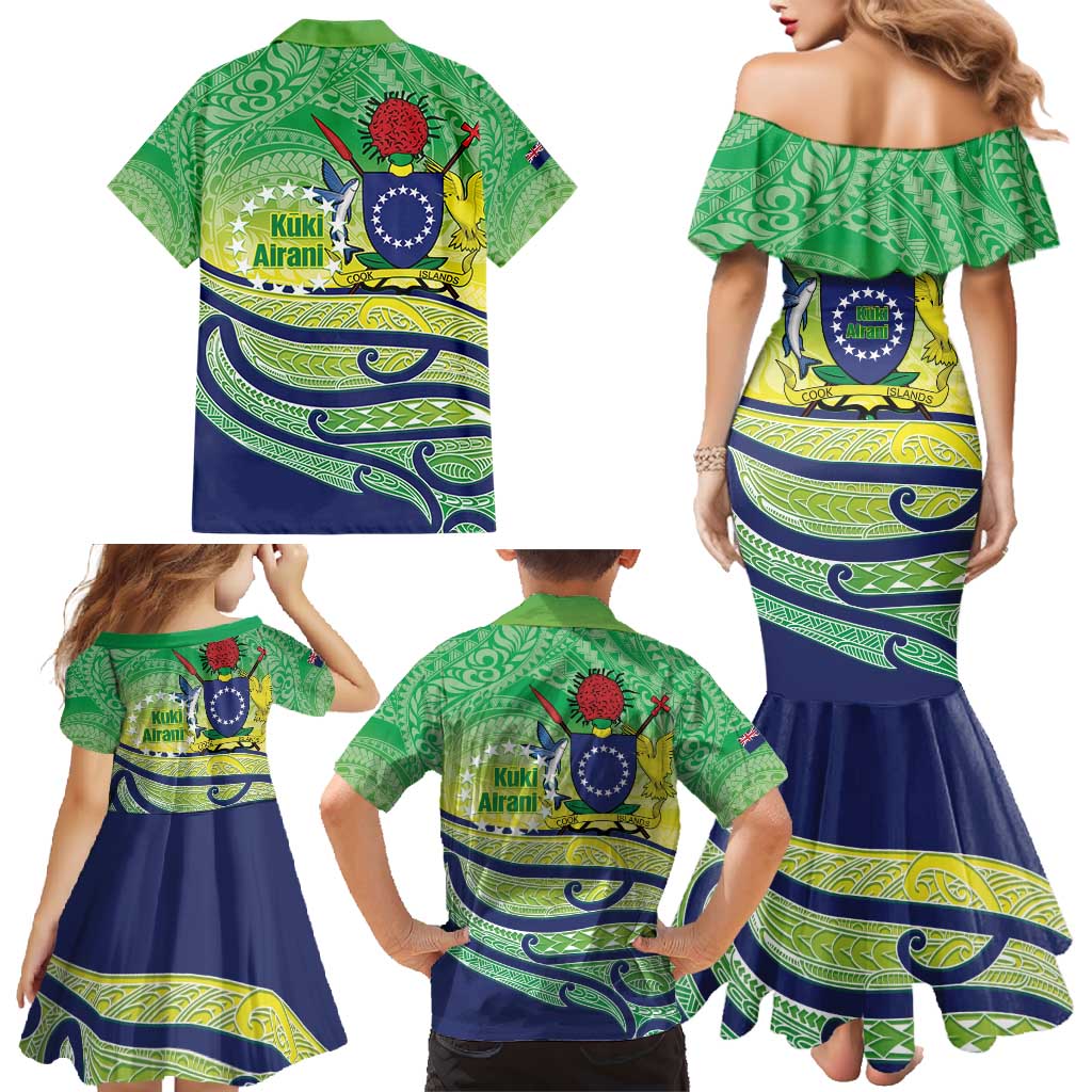 Te Maeva Nui Cook Islands Family Matching Mermaid Dress and Hawaiian Shirt 60th Independence Anniversary Proud