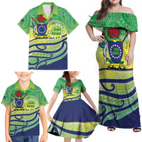 Te Maeva Nui Cook Islands Family Matching Off Shoulder Maxi Dress and Hawaiian Shirt 60th Independence Anniversary Proud