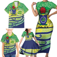 Te Maeva Nui Cook Islands Family Matching Short Sleeve Bodycon Dress and Hawaiian Shirt 60th Independence Anniversary Proud
