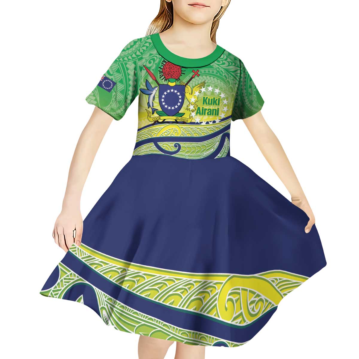 Te Maeva Nui Cook Islands Kid Short Sleeve Dress 60th Independence Anniversary Proud