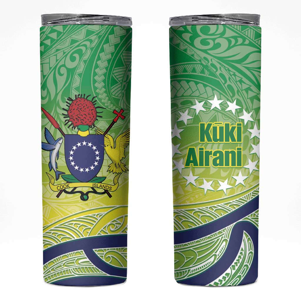 Te Maeva Nui Cook Islands Skinny Tumbler 60th Independence Anniversary Proud LT14 Green - Polynesian Pride