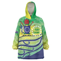 Te Maeva Nui Cook Islands Wearable Blanket Hoodie 60th Independence Anniversary Proud LT14 One Size Green - Polynesian Pride