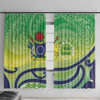 Te Maeva Nui Cook Islands Window Curtain 60th Independence Anniversary Proud LT14 With Hooks Green - Polynesian Pride
