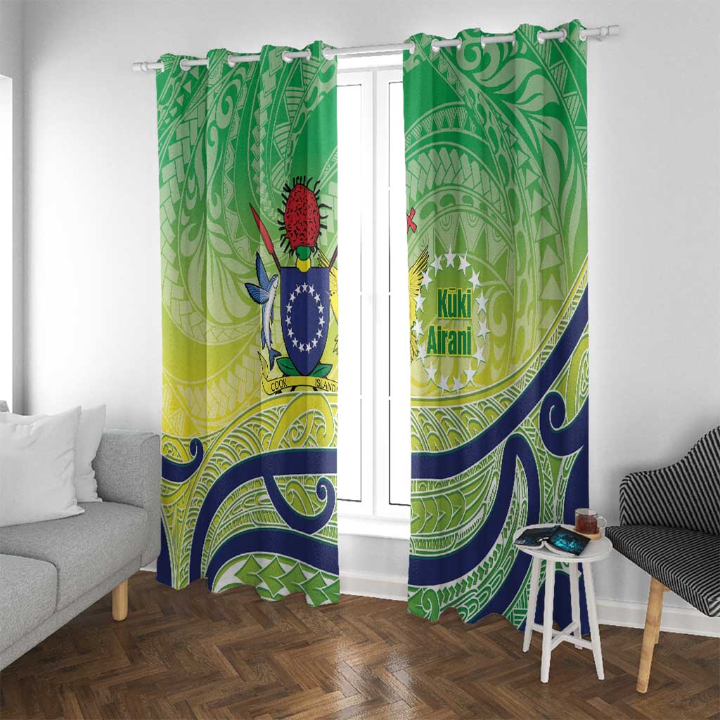 Te Maeva Nui Cook Islands Window Curtain 60th Independence Anniversary Proud LT14 With Grommets Green - Polynesian Pride