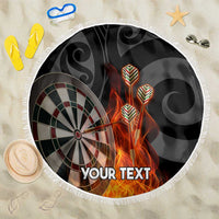 Personalised Aotearoa Darts Beach Blanket Maori Koru Flaming Dartboard