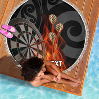 Personalised Aotearoa Darts Beach Blanket Maori Koru Flaming Dartboard