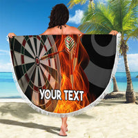 Personalised Aotearoa Darts Beach Blanket Maori Koru Flaming Dartboard