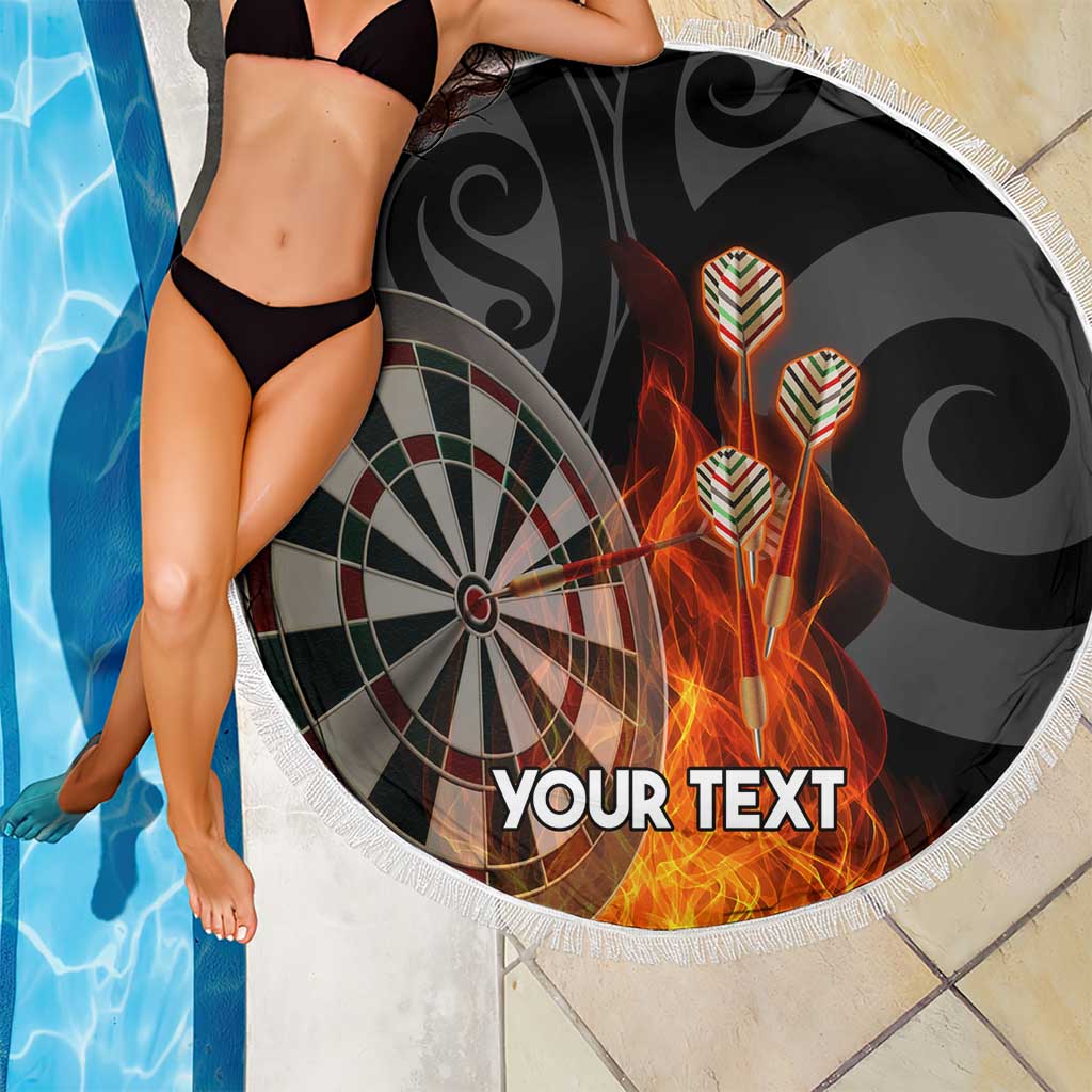 Personalised Aotearoa Darts Beach Blanket Maori Koru Flaming Dartboard