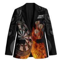 Personalised Aotearoa Darts Blazer Maori Koru Flaming Dartboard LT14 Unisex Black - Polynesian Pride