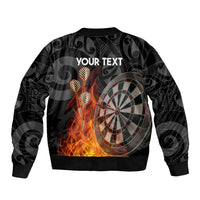 Personalised Aotearoa Darts Bomber Jacket Maori Koru Flaming Dartboard LT14 - Polynesian Pride